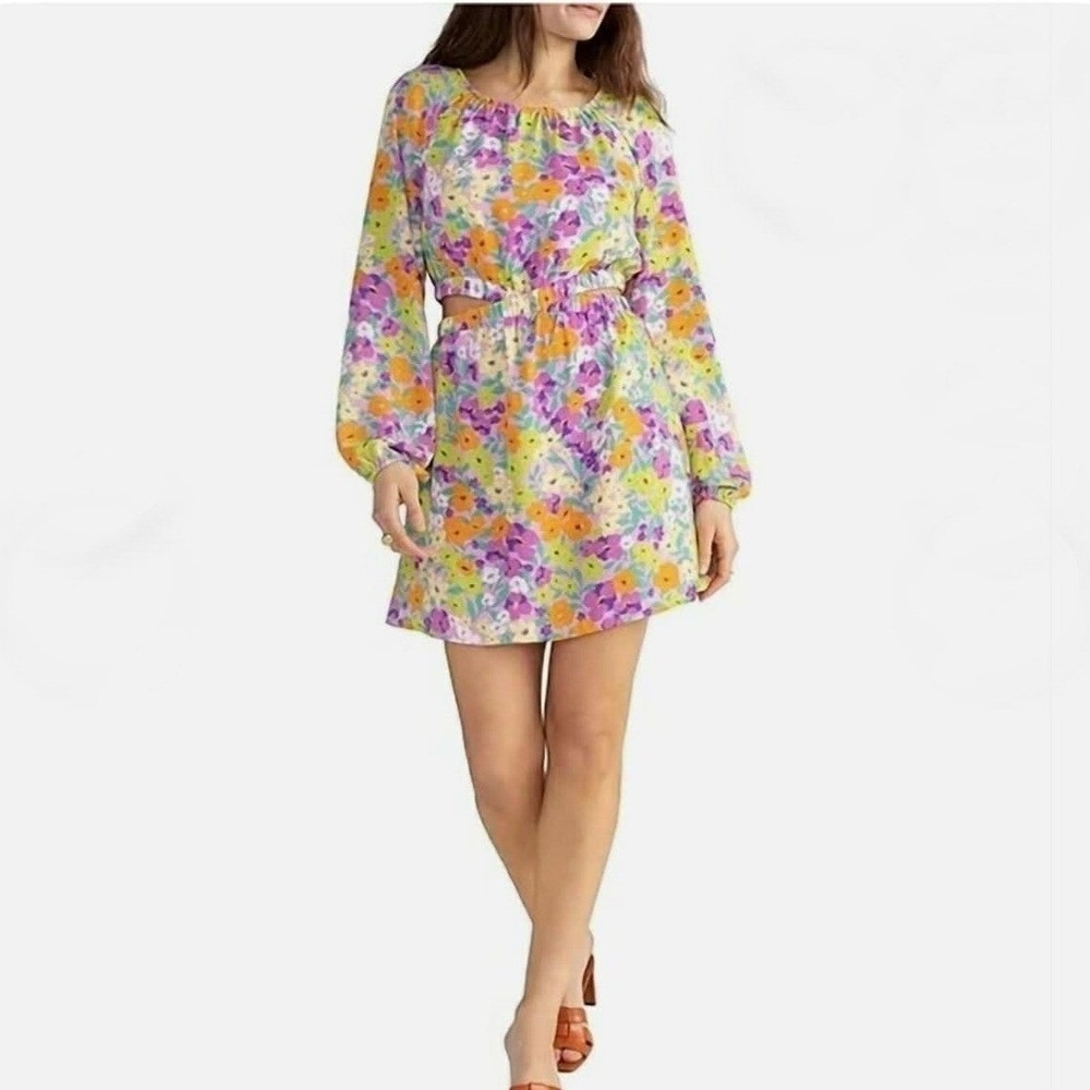 Sanctuary Fresh Garden NWT Cut Out Floral Multi Color Mini‎ Dress Size Large - Picture 7 of 10